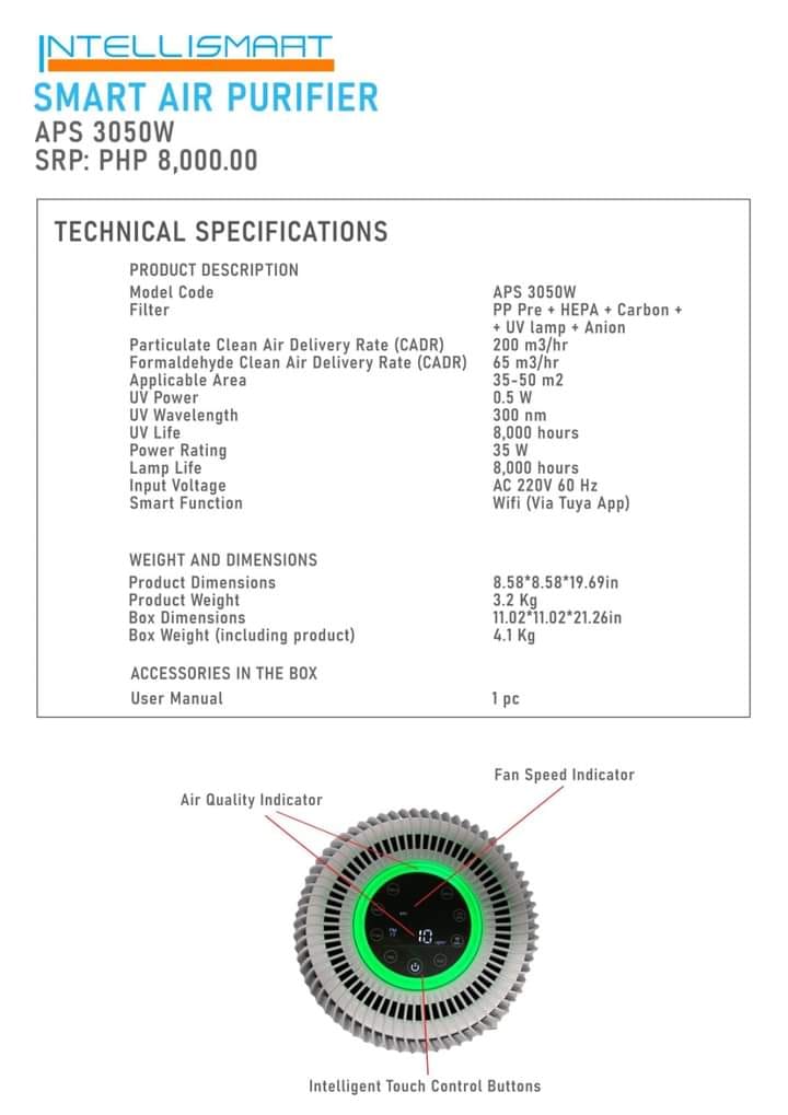 INTELLISMART APS 3050W Smart Room Air Purifier